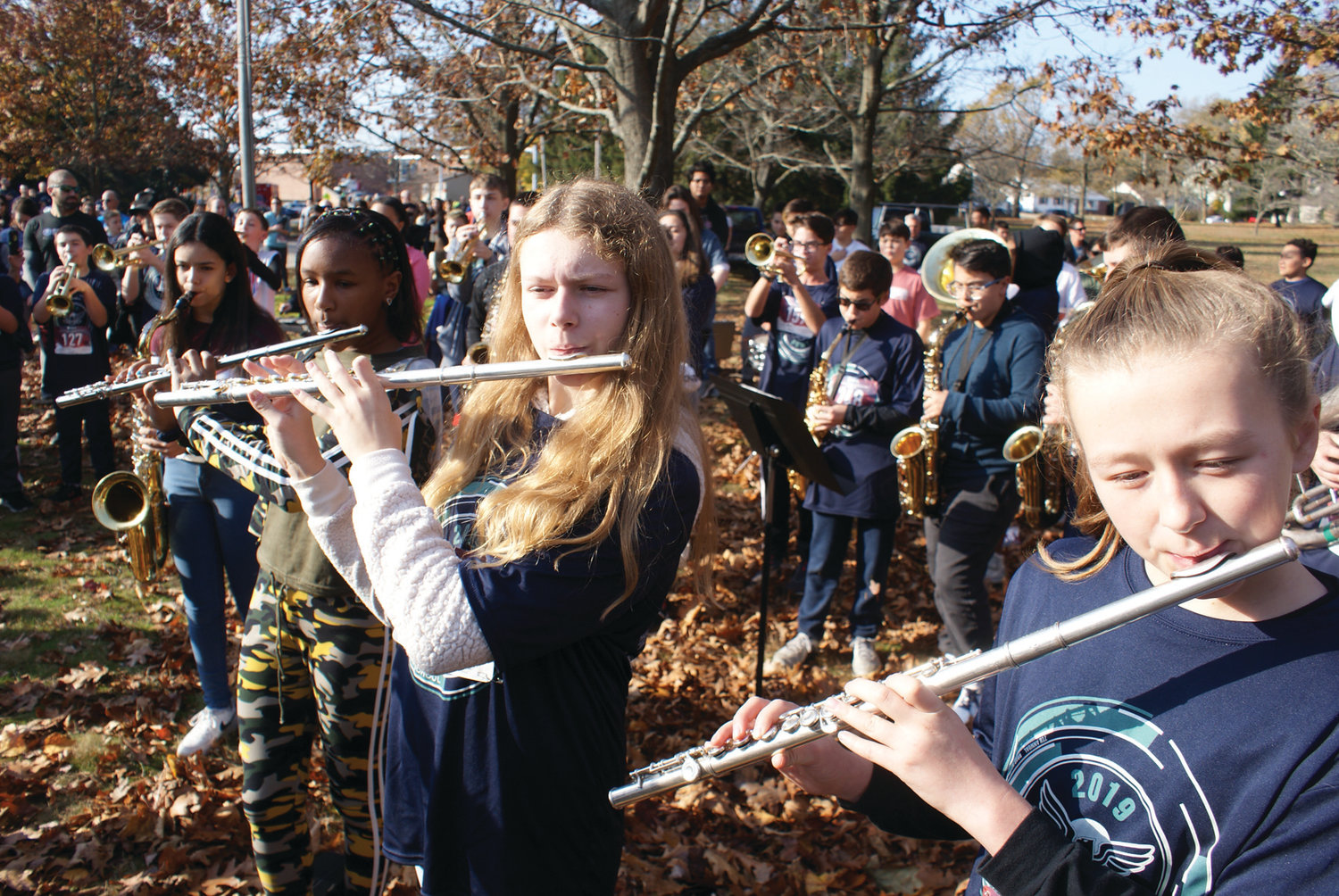 AND THE BAND PLAYED ON: The Park View Band performed the national anthem before the start of Monday’s 5K.